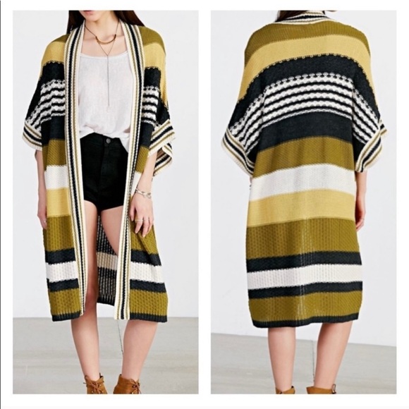 Ecote Duster Cardigan Sweater Open Long Oversized Color block Stripes Size XS/S - Picture 10 of 11